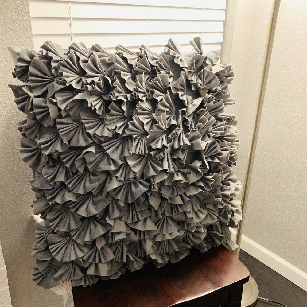 Cynthia Rowley Gray Fringe Decorative Throw Pillow